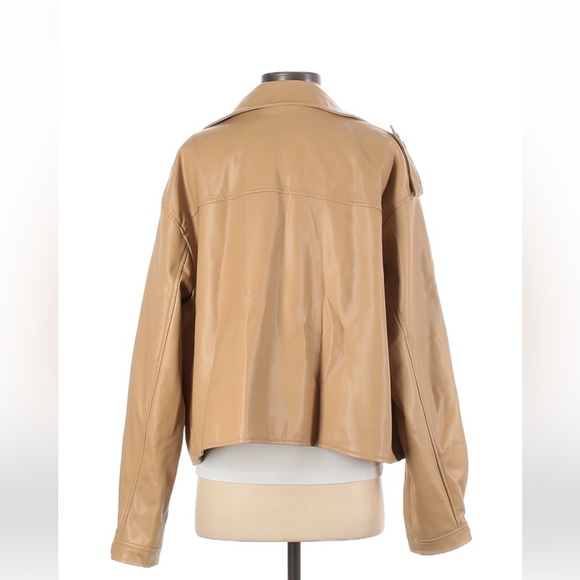 Tan Faux Leather Jacket Double Lined Warm in Almost new condition - Picture 2 of 4